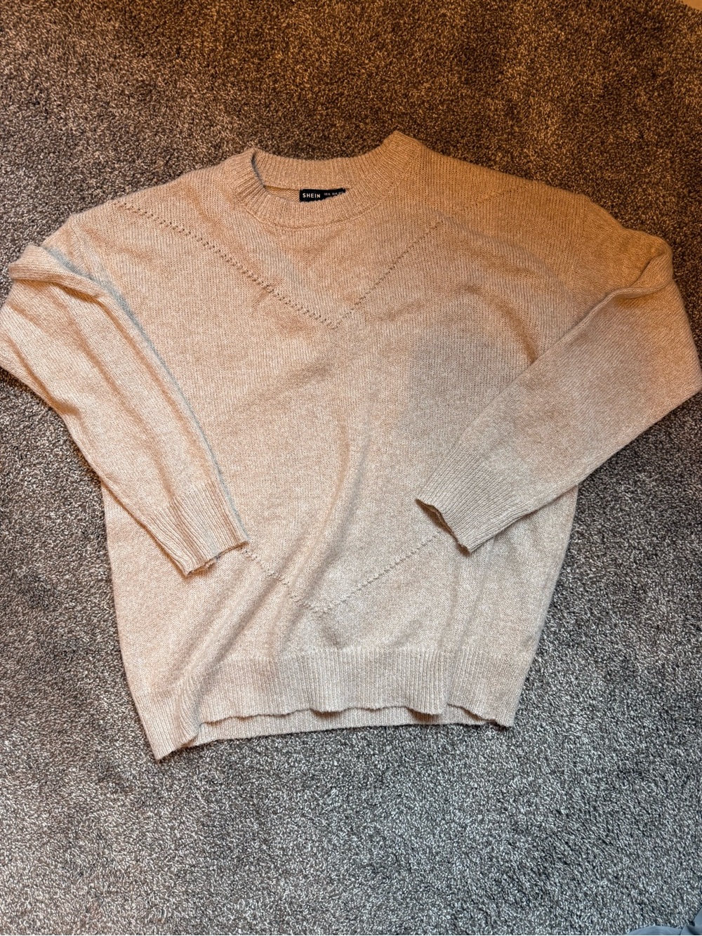 SHEIN Women's Crewneck Sweater in Beige